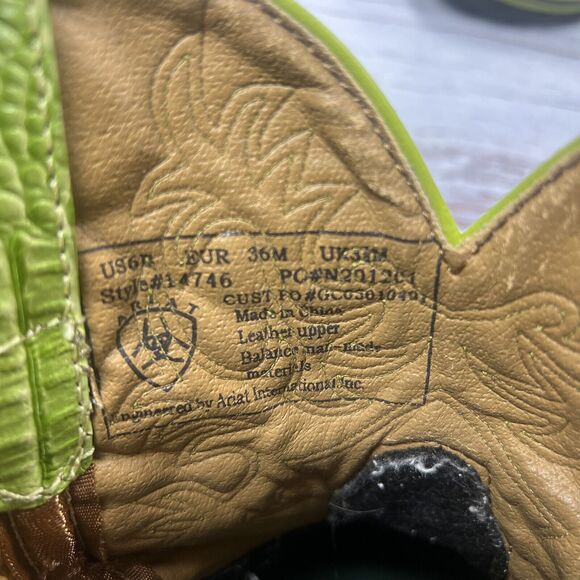 Ariat Fatbaby Green Croc & Blue Suede Western Cowgirl Boots 14746 Women’s Size 6 - Picture 8 of 9